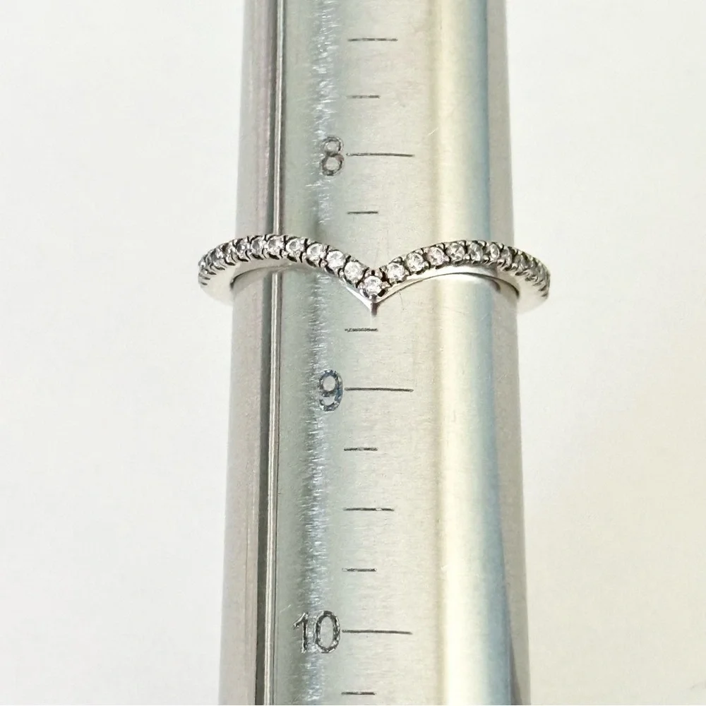 Pandora Clear CZ Wishbone Band Ring Size 8.5